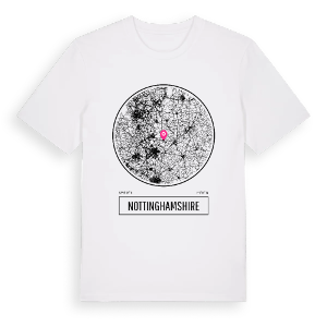 Nottinghamshire t-shirt – ekologisk bomull t-shirt från Pinshirt