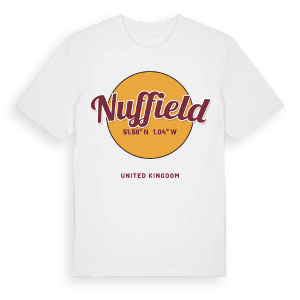Nuffield cirkel t-shirt – ekologisk bomull t-shirt från Pinshirt