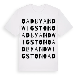 Oadby and Wigston ordlek t-shirt – ekologisk bomull t-shirt från Pinshirt