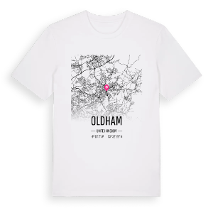 Oldham karta t-shirt – ekologisk bomull t-shirt från Pinshirt