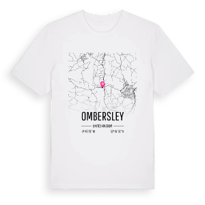 Ombersley karta t-shirt – ekologisk bomull t-shirt från Pinshirt