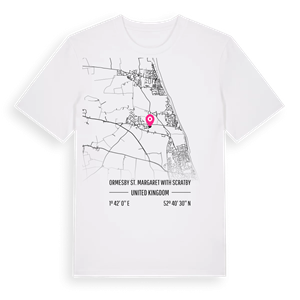 Ormesby St. Margaret with Scratby karta t-shirt – ekologisk bomull t-shirt från Pinshirt