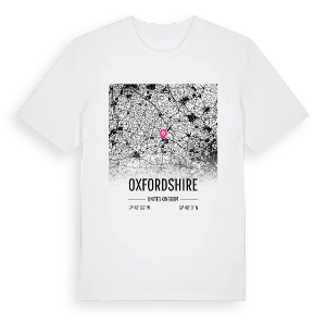 Oxfordshire karta t-shirt – ekologisk bomull t-shirt från Pinshirt