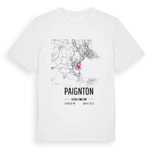 Paignton karta t-shirt – ekologisk bomull t-shirt från Pinshirt