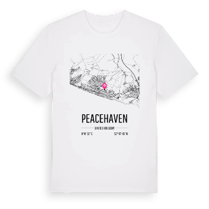Peacehaven karta t-shirt – ekologisk bomull t-shirt från Pinshirt