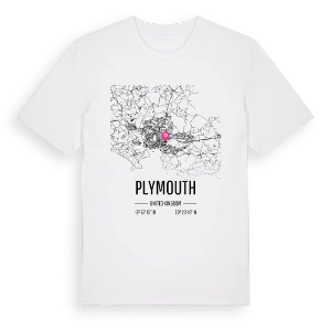 Plymouth karta t-shirt – ekologisk bomull t-shirt från Pinshirt