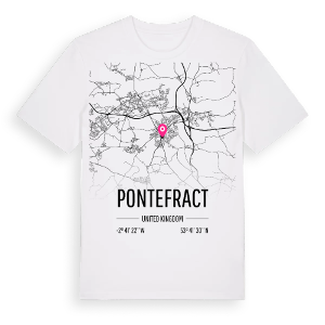 Pontefract karta t-shirt – ekologisk bomull t-shirt från Pinshirt