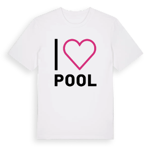 Jag älskar Pool t-shirt stort tryck – ekologisk bomull t-shirt från Pinshirt