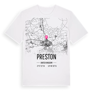 Preston karta t-shirt – ekologisk bomull t-shirt från Pinshirt