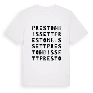 Preston Bissett ordlek t-shirt – ekologisk bomull t-shirt från Pinshirt