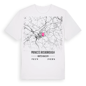 Princes Risborough karta t-shirt – ekologisk bomull t-shirt från Pinshirt