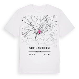Princes Risborough karta t-shirt – ekologisk bomull t-shirt från Pinshirt