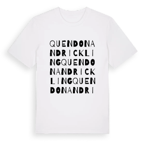 Quendon and Rickling ordlek t-shirt – ekologisk bomull t-shirt från Pinshirt