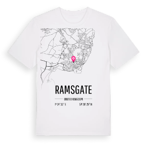 Ramsgate karta t-shirt – ekologisk bomull t-shirt från Pinshirt