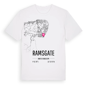 Ramsgate karta t-shirt – ekologisk bomull t-shirt från Pinshirt