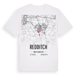 Redditch karta t-shirt – ekologisk bomull t-shirt från Pinshirt