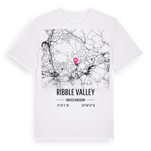 Ribble Valley karta t-shirt – ekologisk bomull t-shirt från Pinshirt