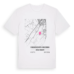 Ringwould with Kingsdown karta t-shirt – ekologisk bomull t-shirt från Pinshirt