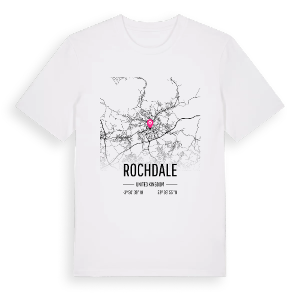 Rochdale karta t-shirt – ekologisk bomull t-shirt från Pinshirt