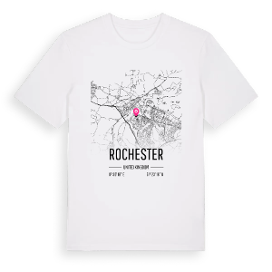 Rochester karta t-shirt – ekologisk bomull t-shirt från Pinshirt