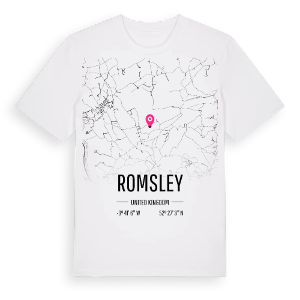 Romsley karta t-shirt – ekologisk bomull t-shirt från Pinshirt