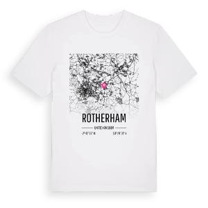 Rotherham karta t-shirt – ekologisk bomull t-shirt från Pinshirt