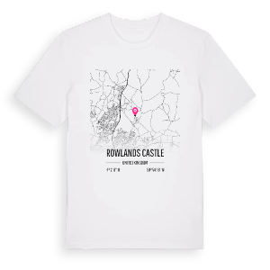 Rowlands Castle karta t-shirt – ekologisk bomull t-shirt från Pinshirt