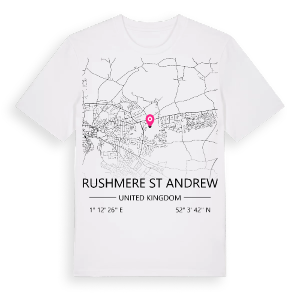 Rushmere St Andrew karta t-shirt – ekologisk bomull t-shirt från Pinshirt
