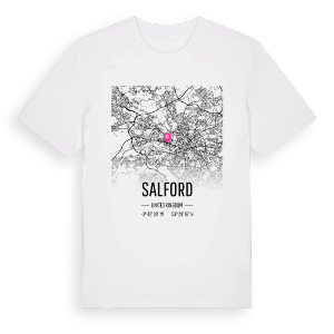 Salford karta t-shirt – ekologisk bomull t-shirt från Pinshirt