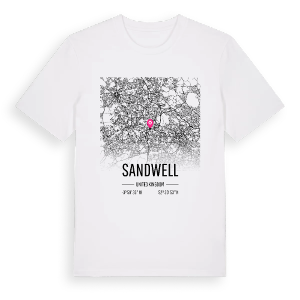 Sandwell karta t-shirt – ekologisk bomull t-shirt från Pinshirt