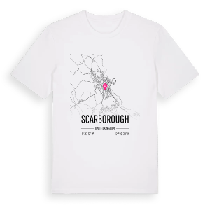 Scarborough karta t-shirt – ekologisk bomull t-shirt från Pinshirt