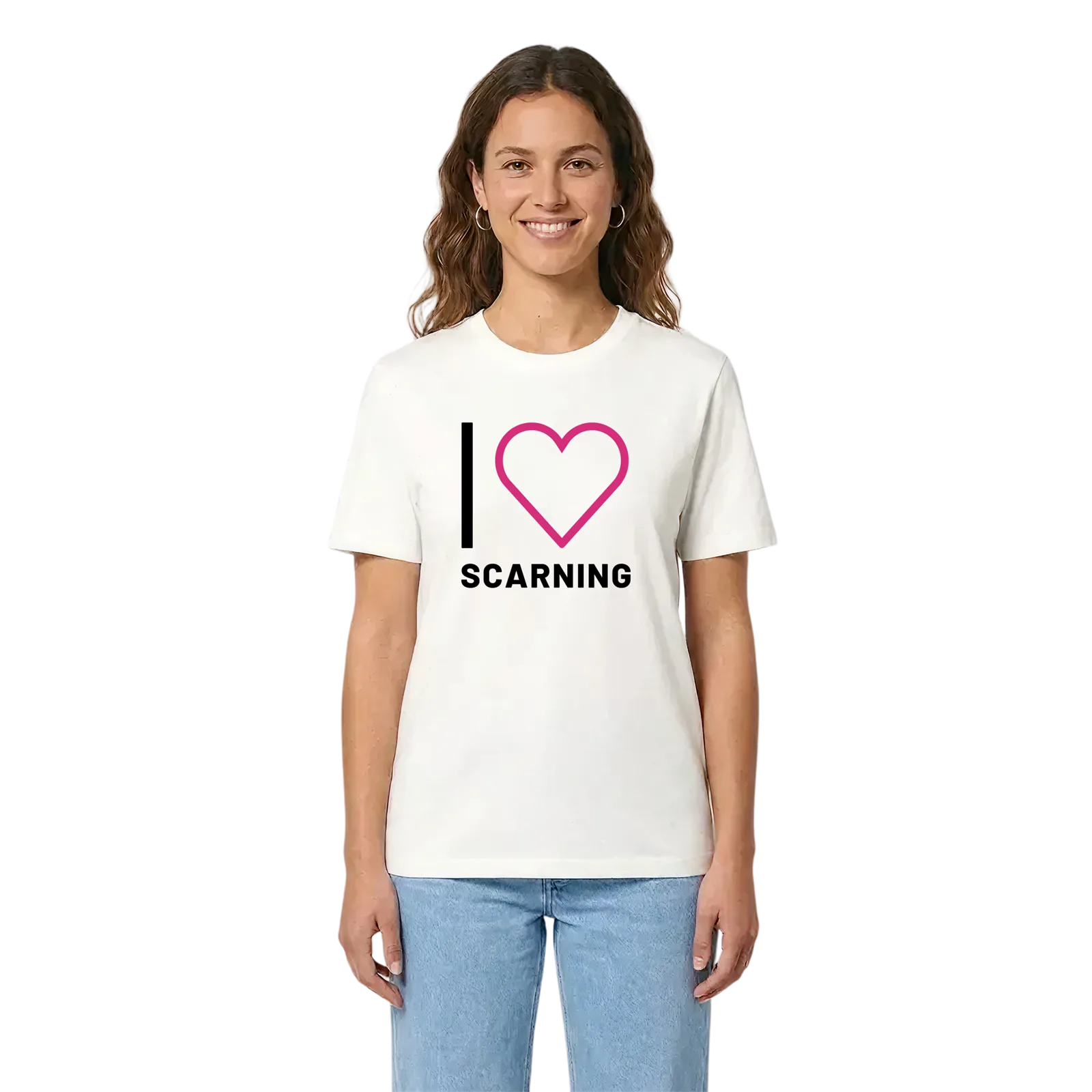 Jag älskar Scarning t-shirt stort tryck – White, i miljö