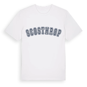 Scosthrop college t-shirt – ekologisk bomull t-shirt från Pinshirt
