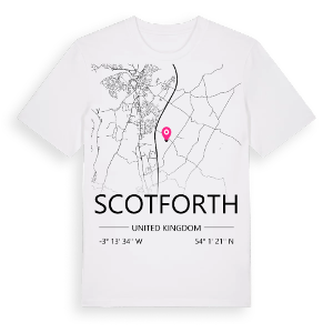 Scotforth karta t-shirt – ekologisk bomull t-shirt från Pinshirt