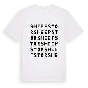 Sheepstor ordlek t-shirt – ekologisk bomull t-shirt från Pinshirt