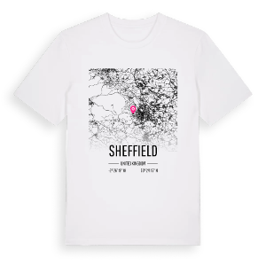 Sheffield karta t-shirt – ekologisk bomull t-shirt från Pinshirt