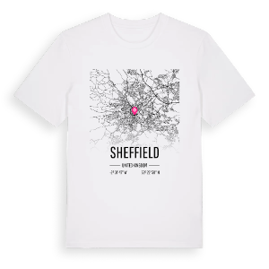 Sheffield karta t-shirt – ekologisk bomull t-shirt från Pinshirt