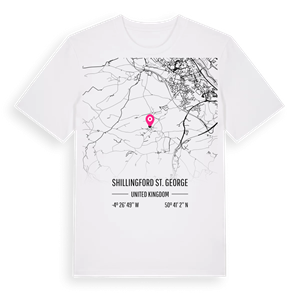 Shillingford St. George karta t-shirt – ekologisk bomull t-shirt från Pinshirt