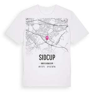 Sidcup karta t-shirt – ekologisk bomull t-shirt från Pinshirt