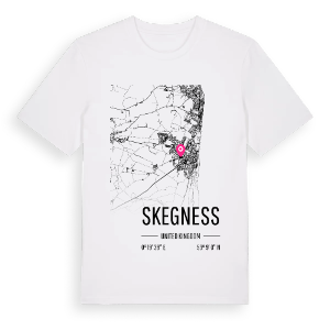 Skegness karta t-shirt – ekologisk bomull t-shirt från Pinshirt