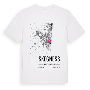 Skegness karta t-shirt – ekologisk bomull t-shirt från Pinshirt