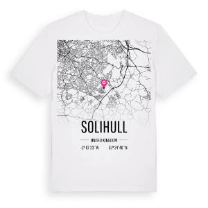 Solihull karta t-shirt – ekologisk bomull t-shirt från Pinshirt