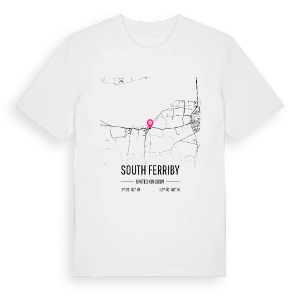 South Ferriby karta t-shirt – ekologisk bomull t-shirt från Pinshirt