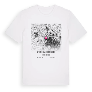 South Staffordshire karta t-shirt – ekologisk bomull t-shirt från Pinshirt