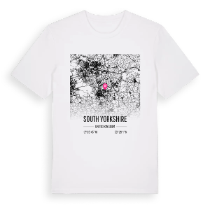 South Yorkshire karta t-shirt – ekologisk bomull t-shirt från Pinshirt