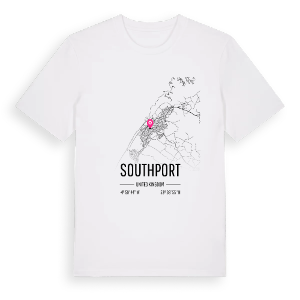 Southport karta t-shirt – ekologisk bomull t-shirt från Pinshirt
