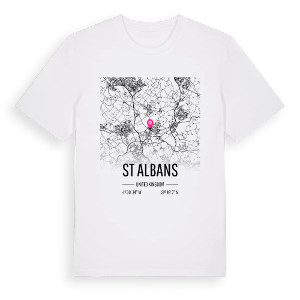 St Albans karta t-shirt – ekologisk bomull t-shirt från Pinshirt