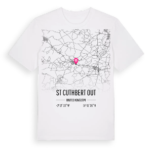 St Cuthbert Out karta t-shirt – ekologisk bomull t-shirt från Pinshirt