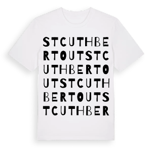 St Cuthbert Out ordlek t-shirt – ekologisk bomull t-shirt från Pinshirt