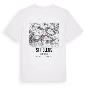 St Helens karta t-shirt – ekologisk bomull t-shirt från Pinshirt